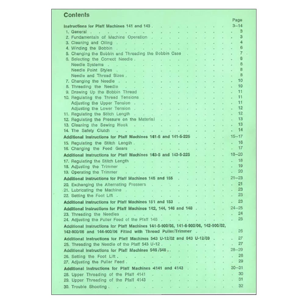 Pfaff 145 Instruction Manual image # 122402