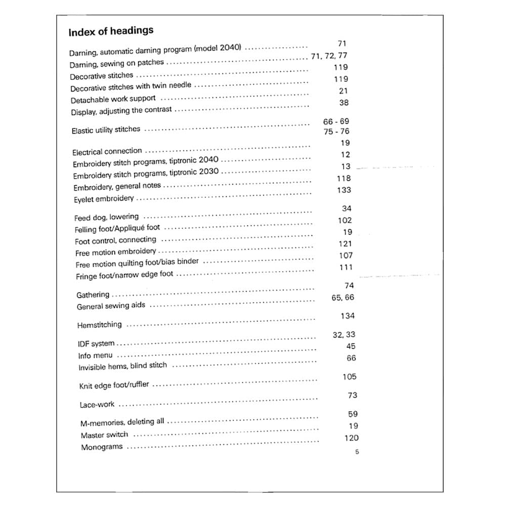 Pfaff Tiptronic 2040 Instruction Manual image # 122501