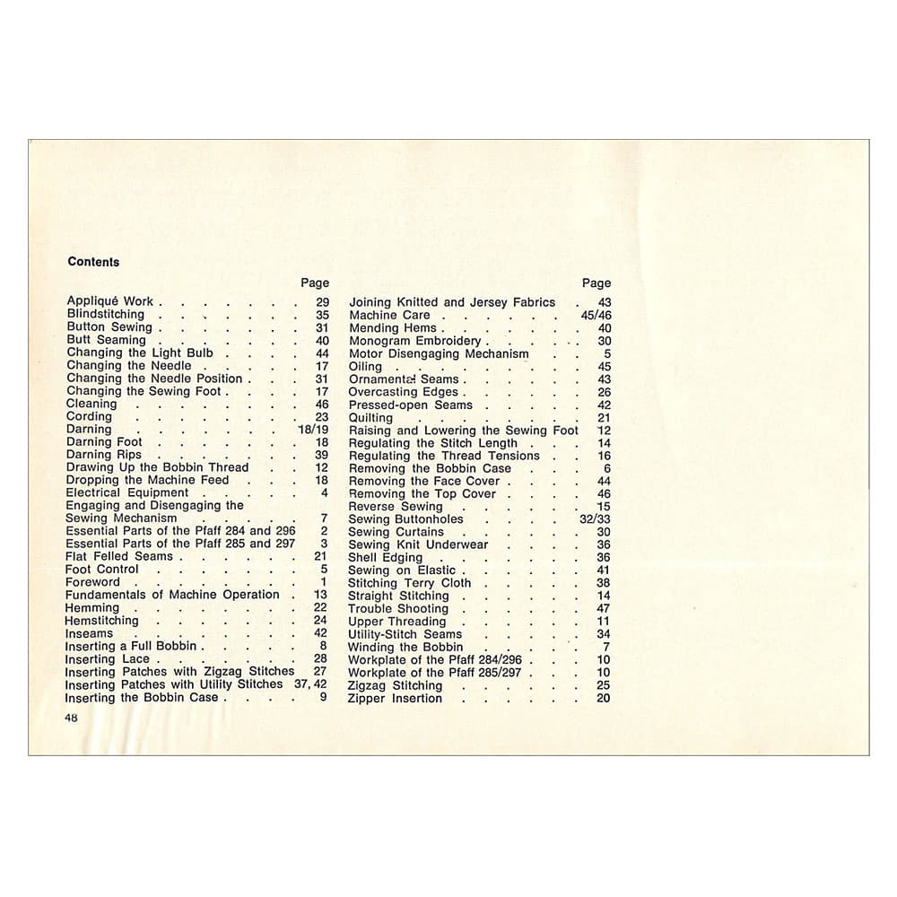 Pfaff 284 Instruction Manual image # 122620