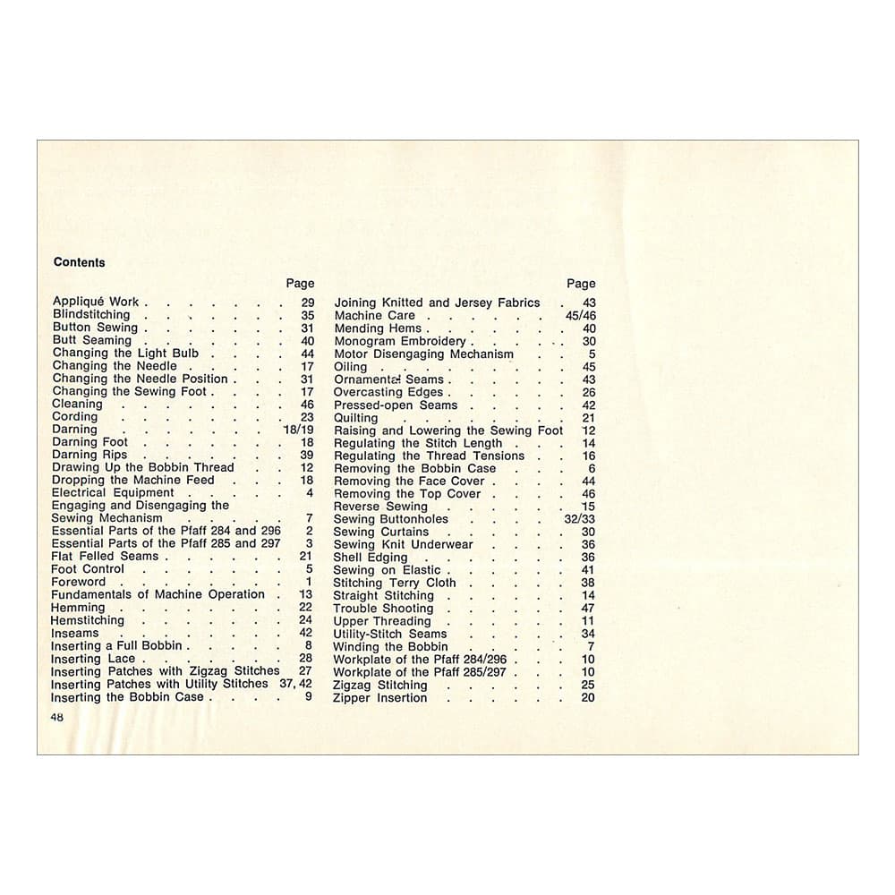 Pfaff 285 Instruction Manual image # 122622