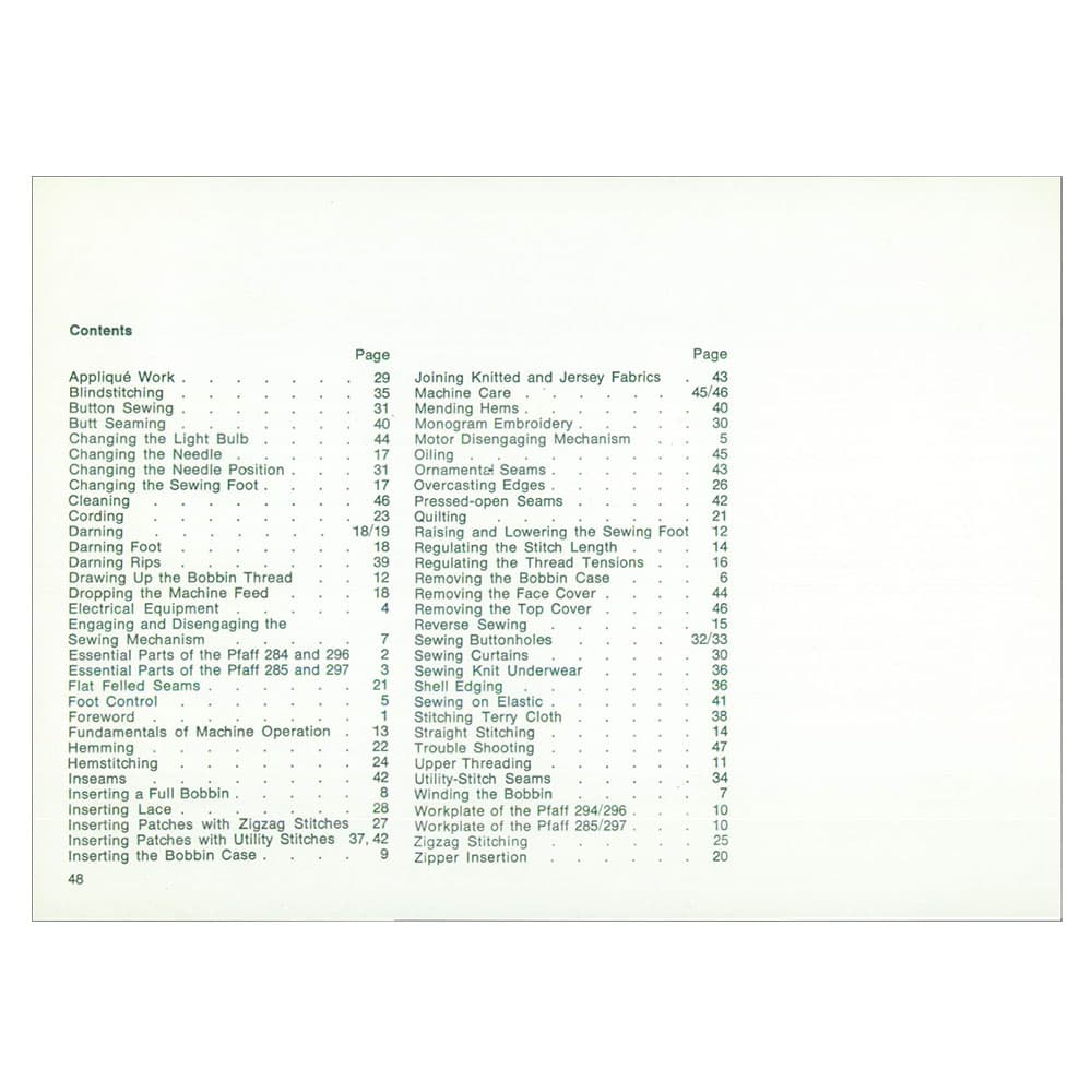 Pfaff 294 Instruction Manual image # 122624
