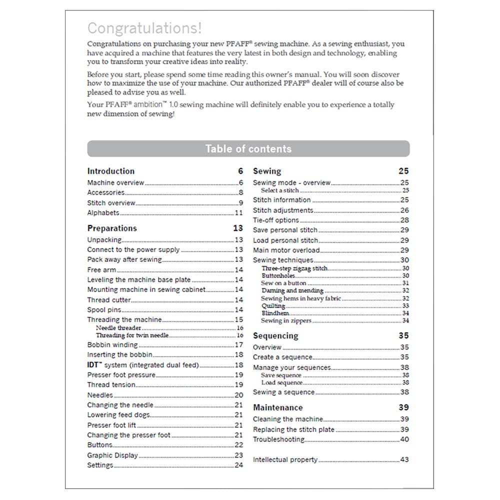 Pfaff Ambition 1.0 Instruction Manual image # 123171