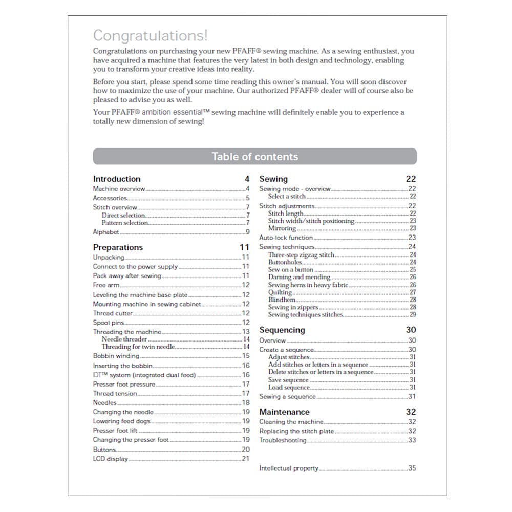 Pfaff Ambition Essential Instruction Manual image # 123185