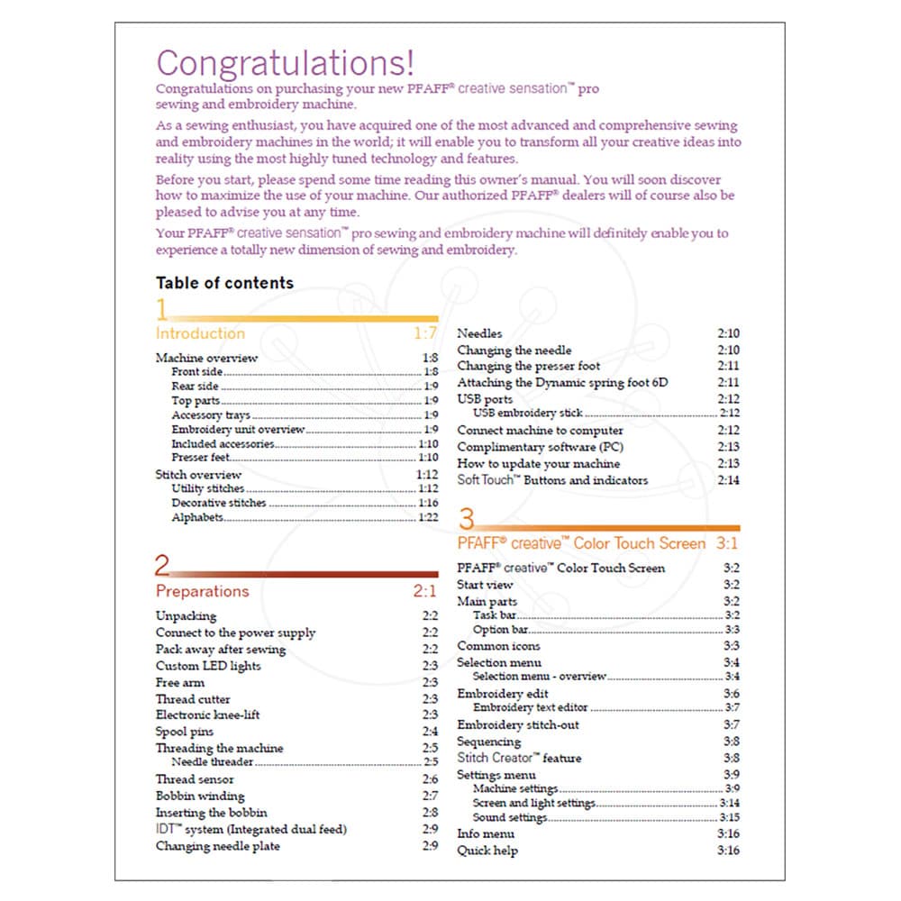 Pfaff Creative Sensation Pro Instruction Manual image # 123230