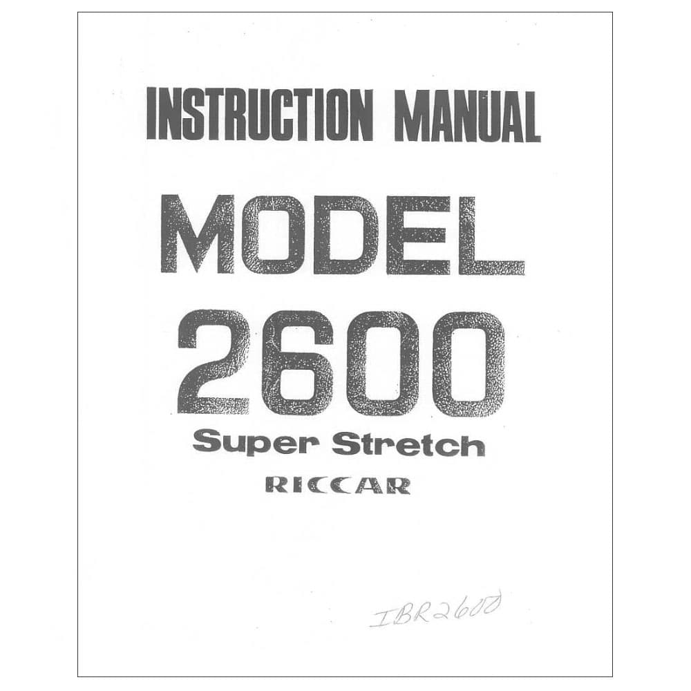 Instruction Manual, Riccar 2600 image # 117013