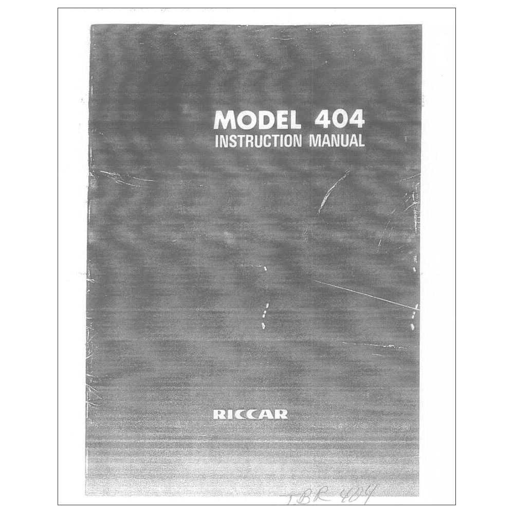 Riccar 400FA Instruction Manual image # 115860