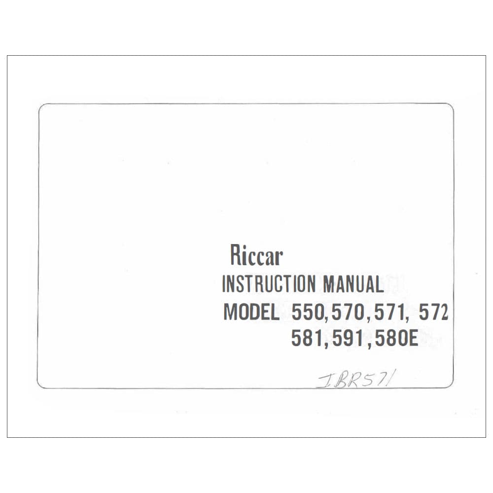 Riccar RE572 Instruction Manual image # 122543