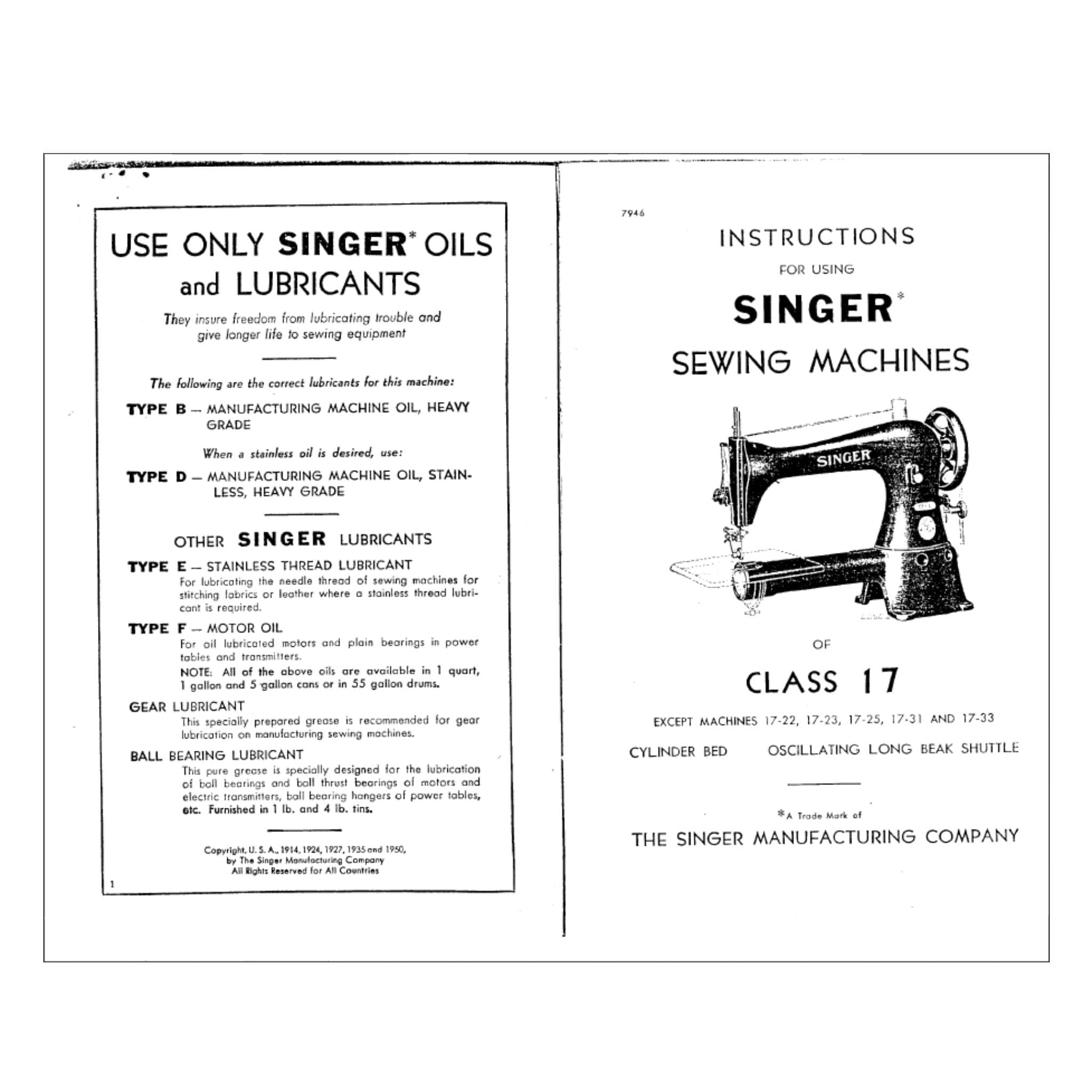 Singer 17-25 Instruction Manual