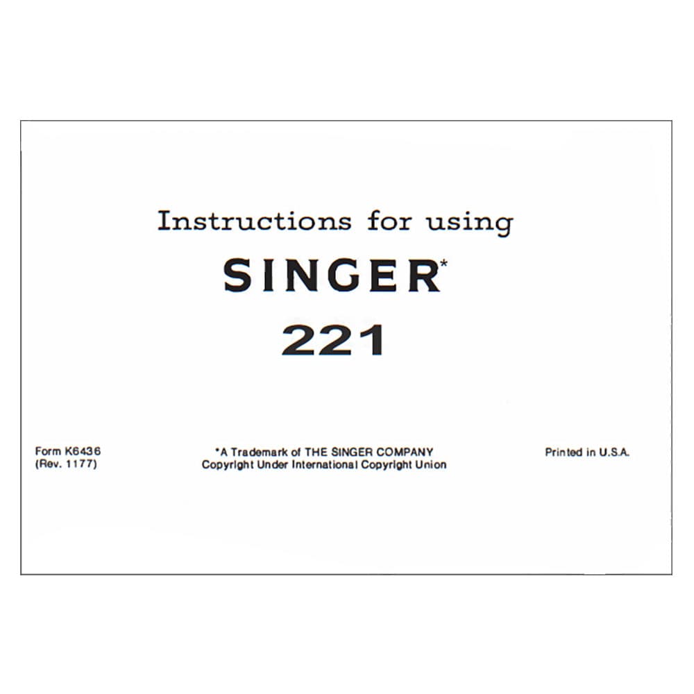 Singer 221 Instruction Manual image # 124265