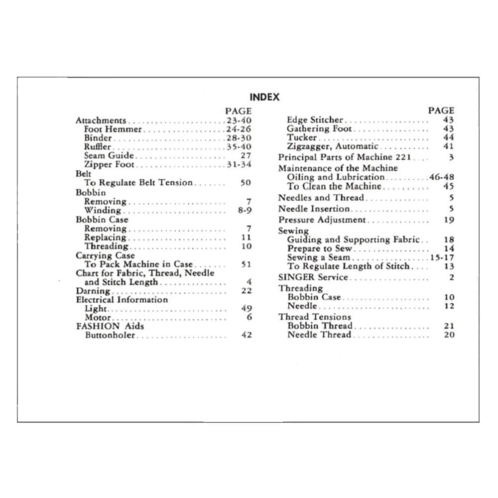 Singer 221 Instruction Manual image # 124264