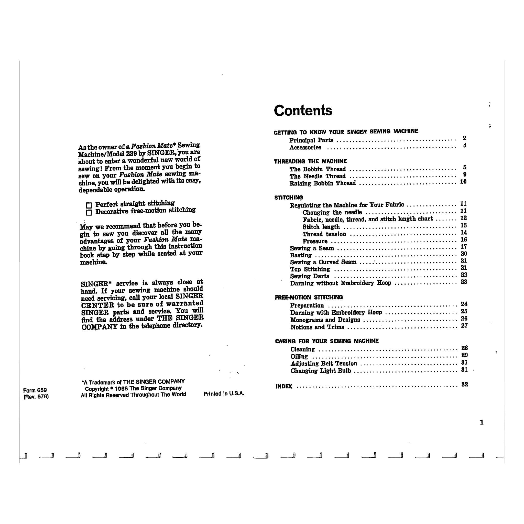 Singer 239 Instruction Manual