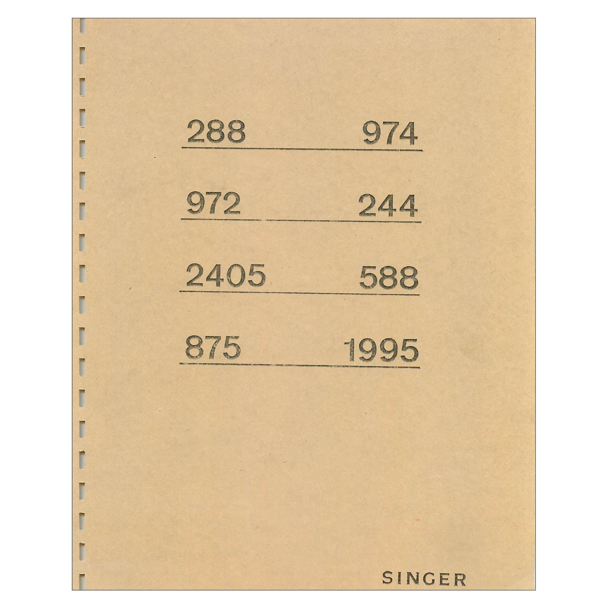 Singer 288 Instruction Manual