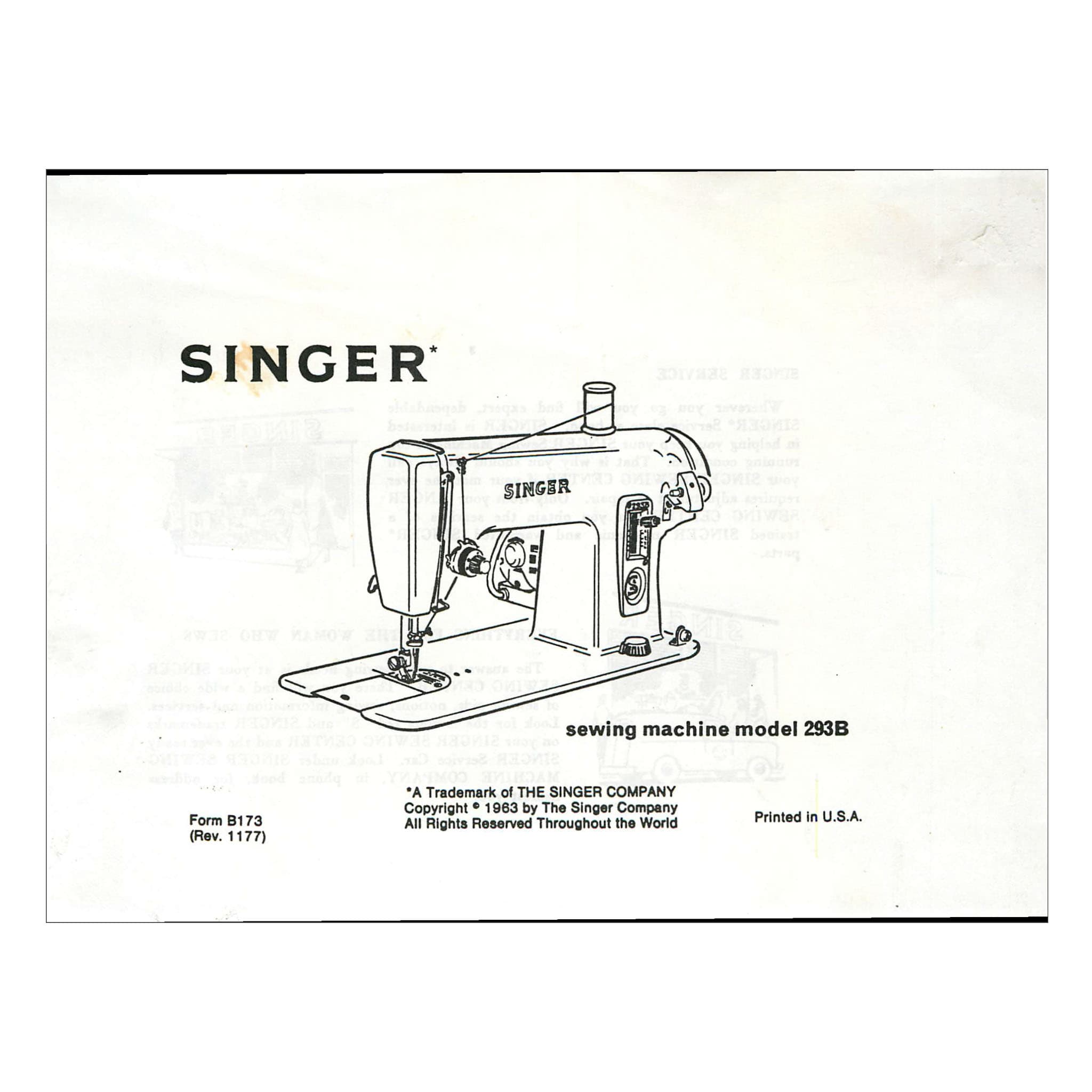 Singer 293B Instruction Manual