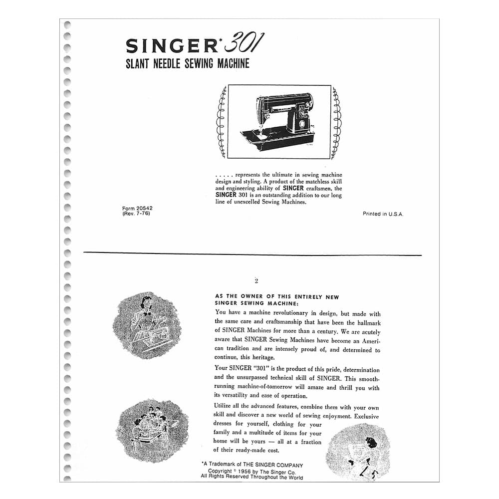 Instruction Manual, Singer 301A image # 124346