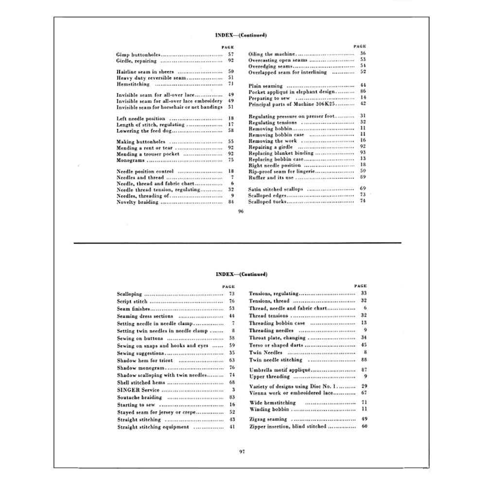 Singer 306K Instruction Manual