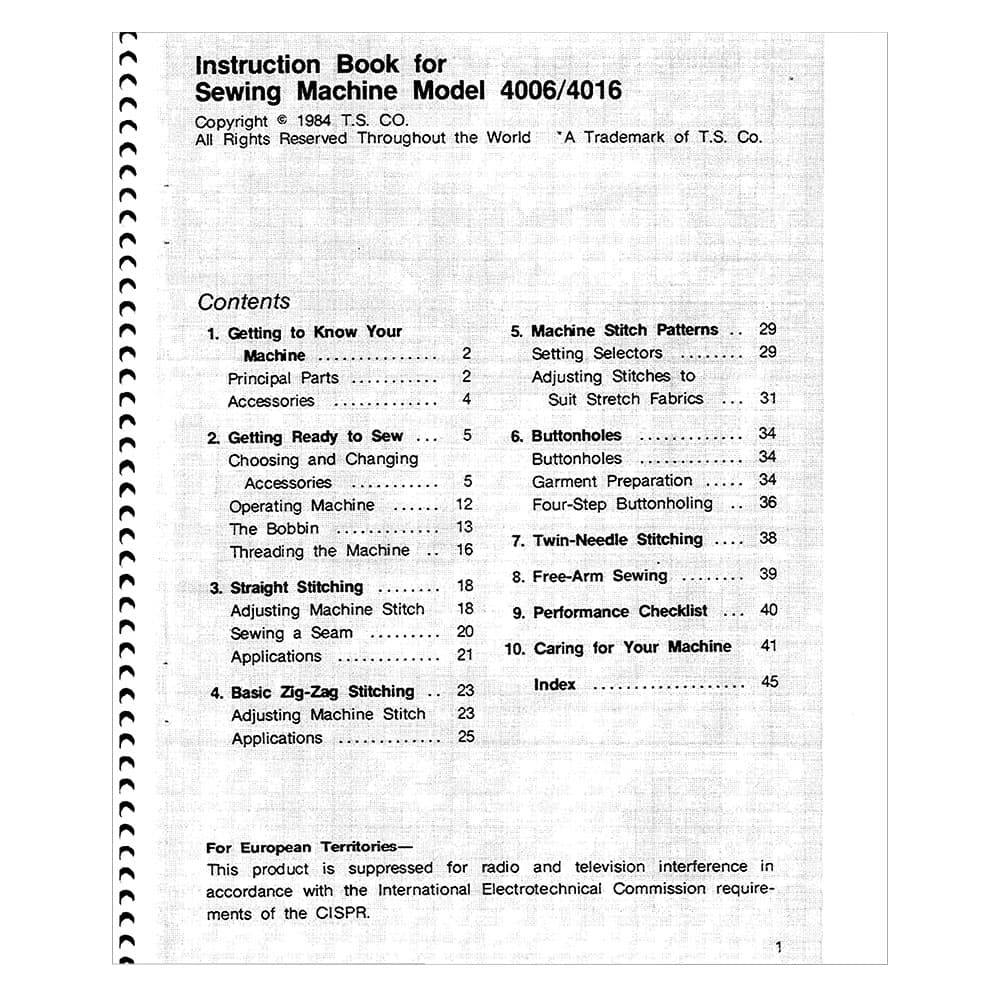 Singer 4001 Instruction Manual image # 124418