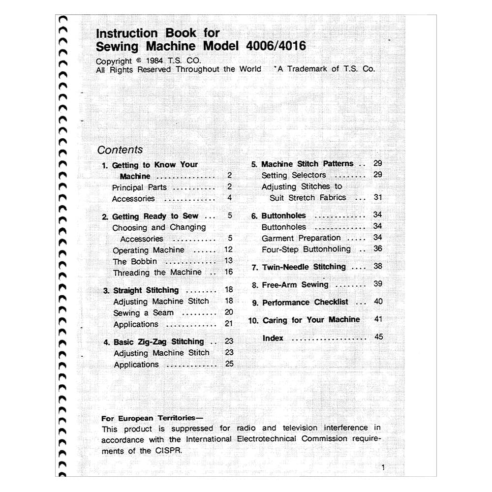 Instruction Manual, Singer 4005 image # 124420