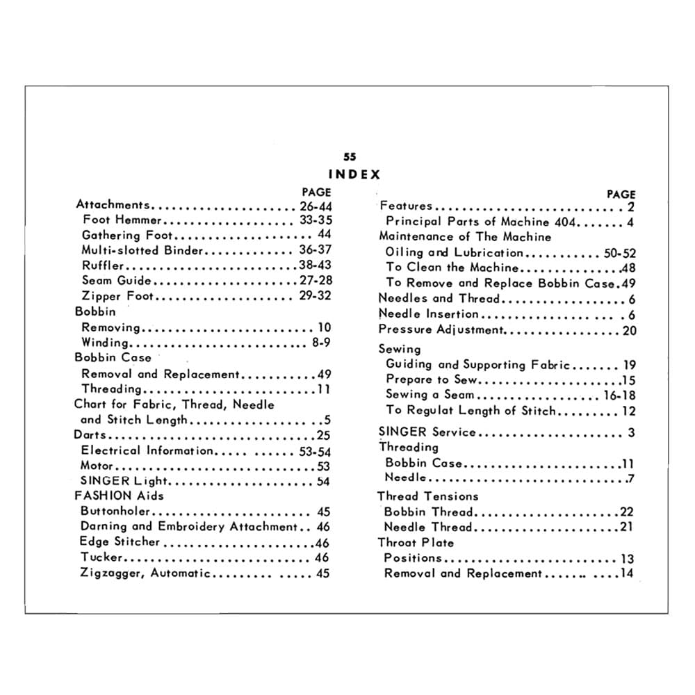 Singer 404 Instruction Manual image # 123775