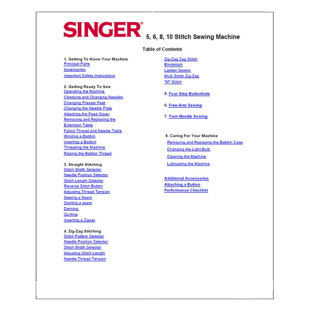 Singer 4525 Instruction Manual image # 124481