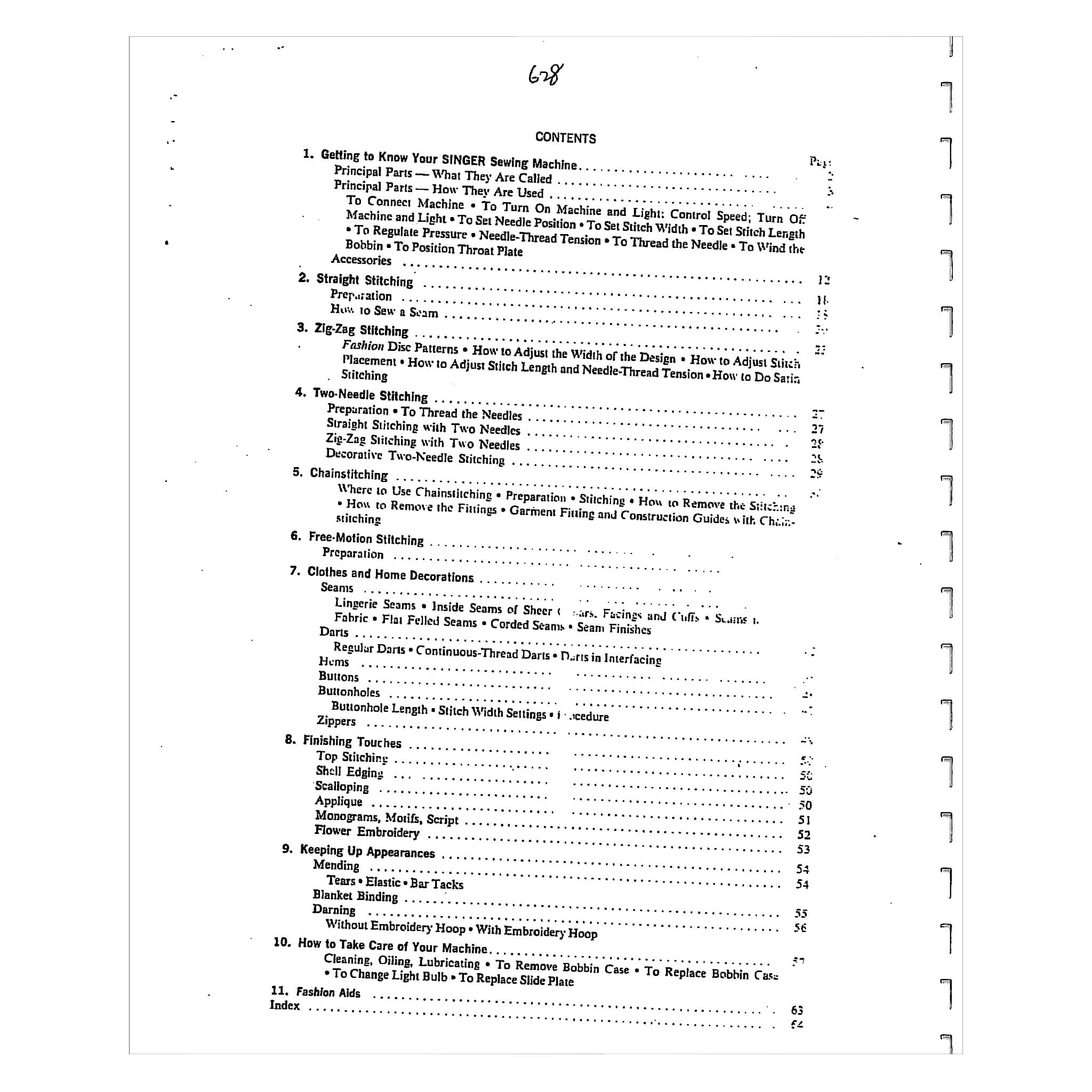 Singer 628 Touch & Sew Instruction Manual