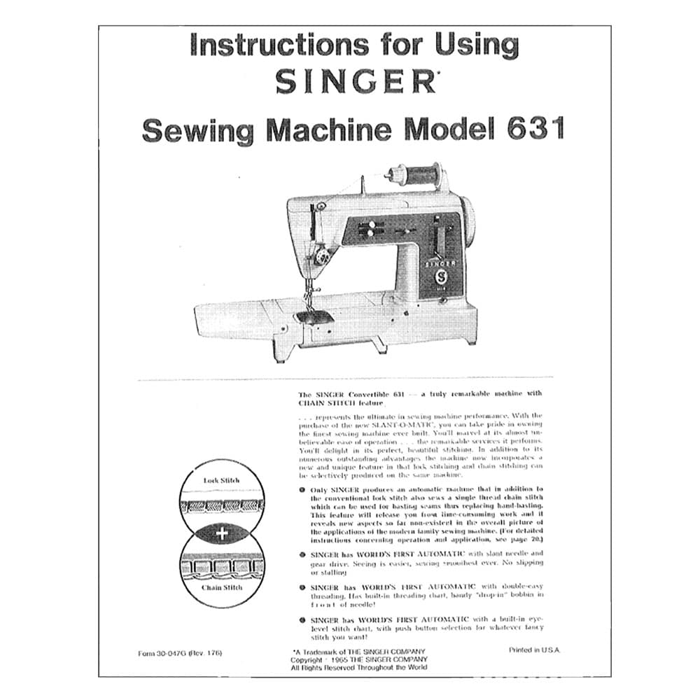 Singer 631 Instruction Manual