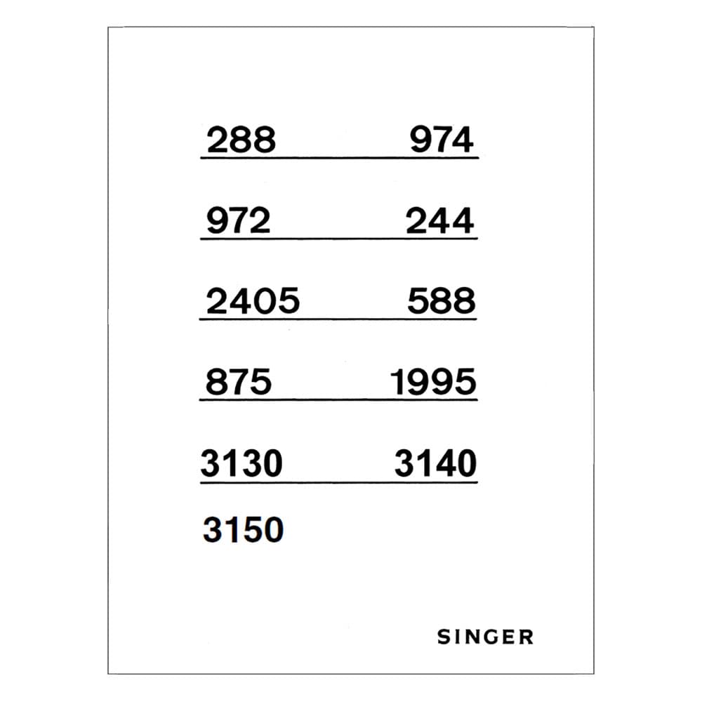 Singer 875 Instruction Manual