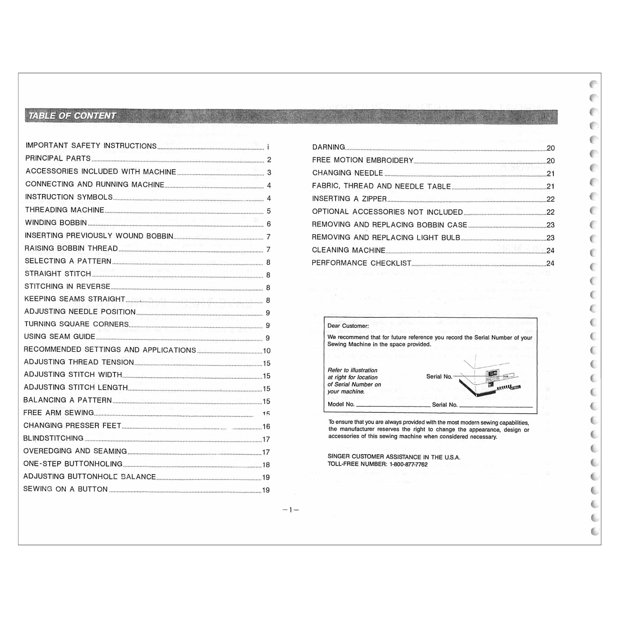 Singer 9217 Instruction Manual