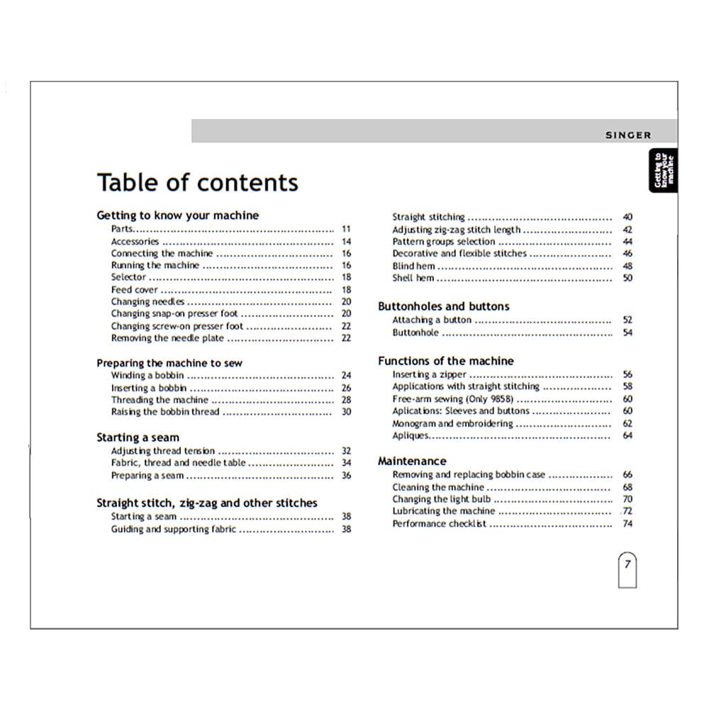 Singer 9858 Singer 9858 Instruction Manual