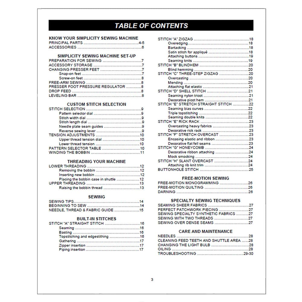 Simplicity S110 Instruction Manual image # 123445