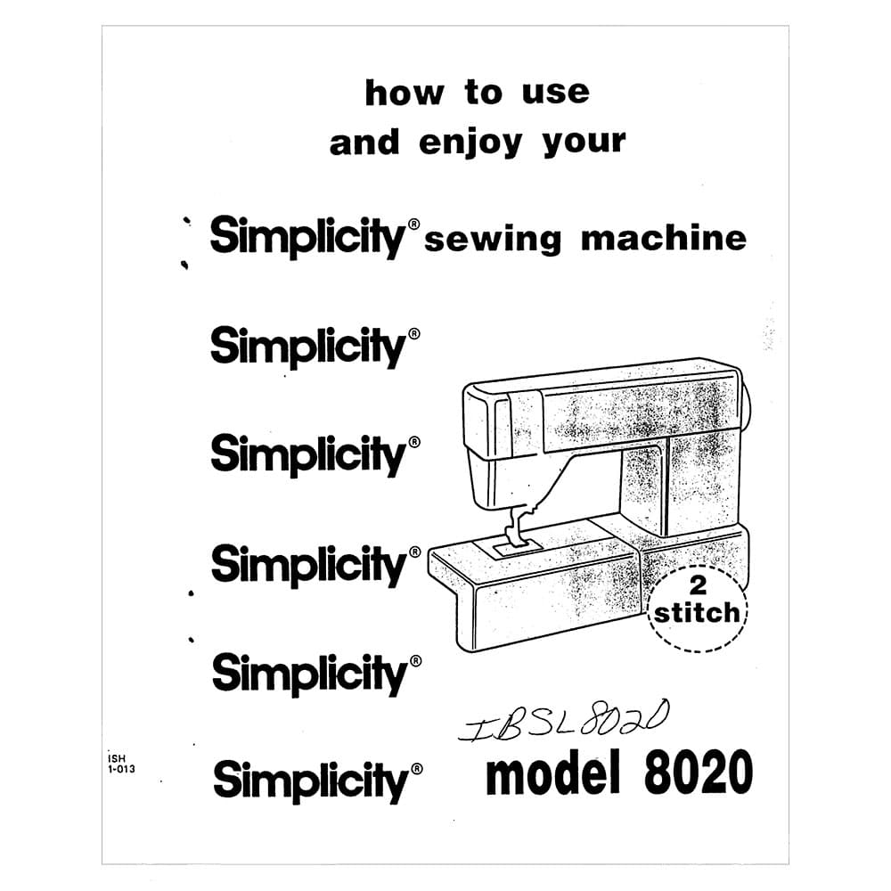 Simplicity SL8020 Instruction Manual image # 123480