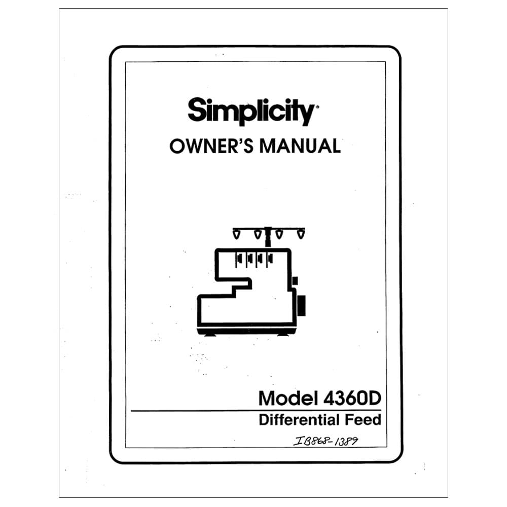 Instruction Manual, Simplicity SL4360D image # 116261