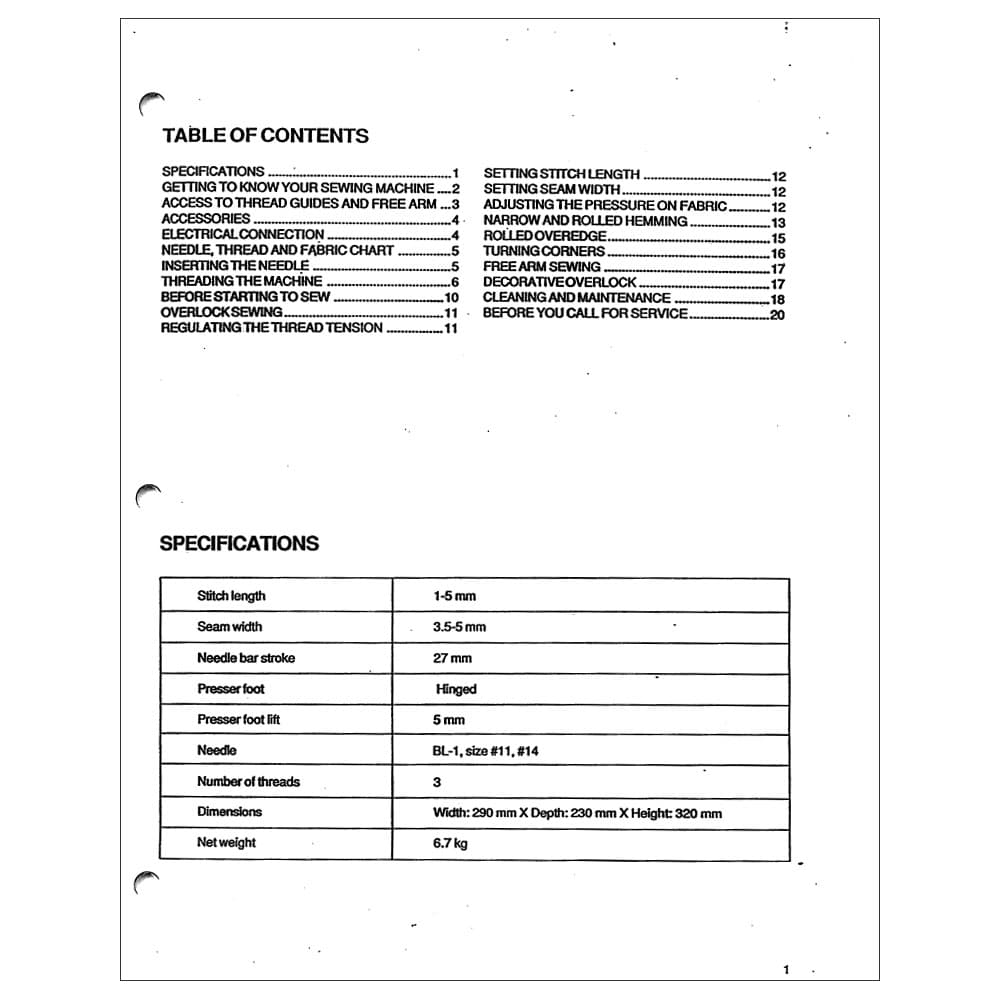 Simplicity SL803 Instruction Manual image # 116242