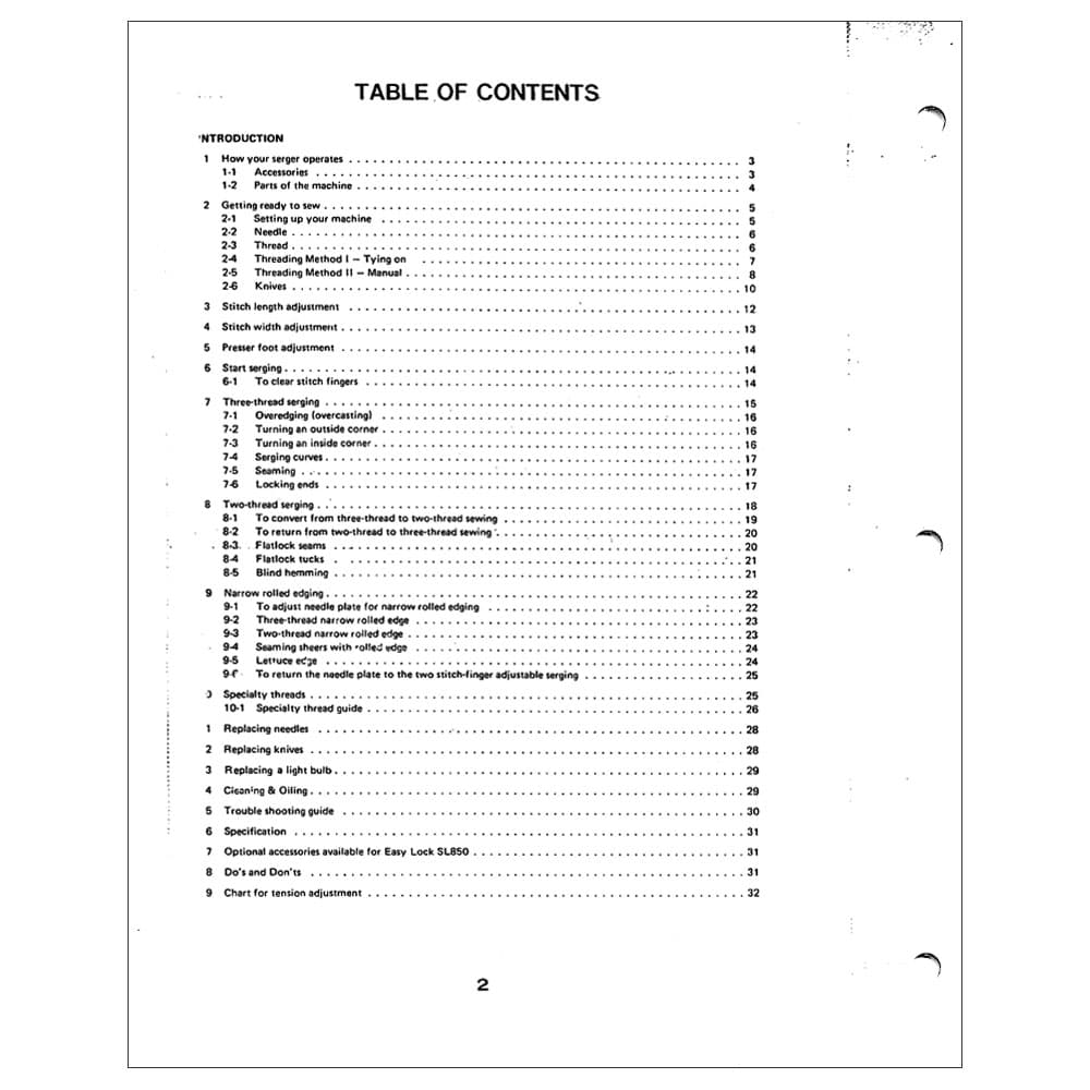 Simplicity SL850 Instruction Manual image # 116222