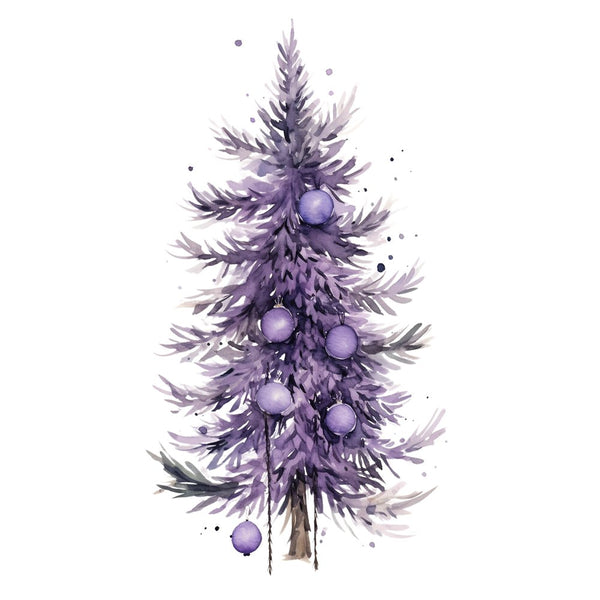 Lavender Christmas Tree & Ornaments 3 Fabric Panel Quilting Cotton / 43 Inches by 43 Inches