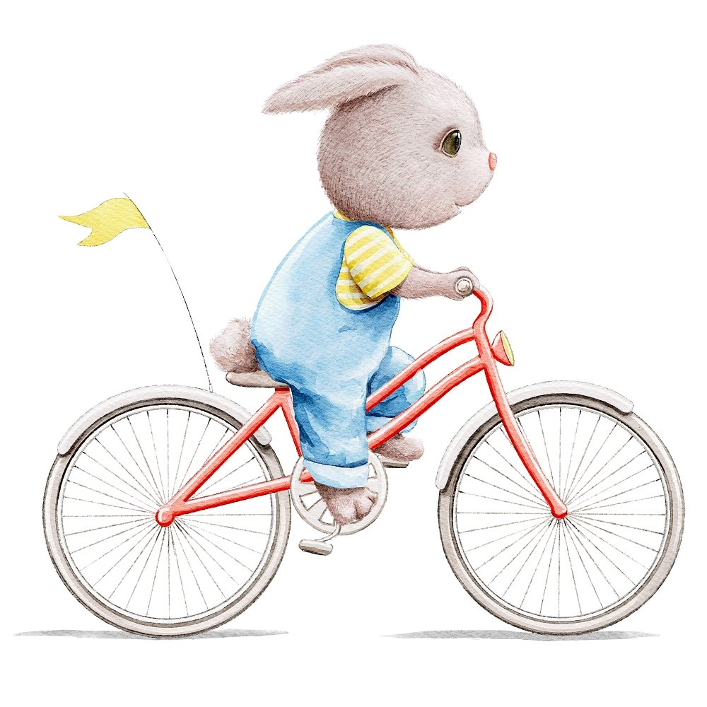 Lp Cover Rabbit Riding A Bike Rack Little Critters Summer Fun Rabbit on Bike Fabric Panel