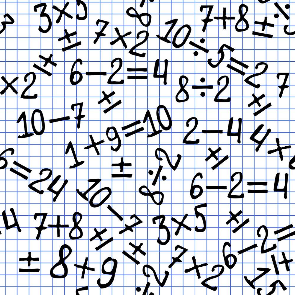 Graph Paper With Math Equations Background Math Equations On Graph Paper Fabric - White