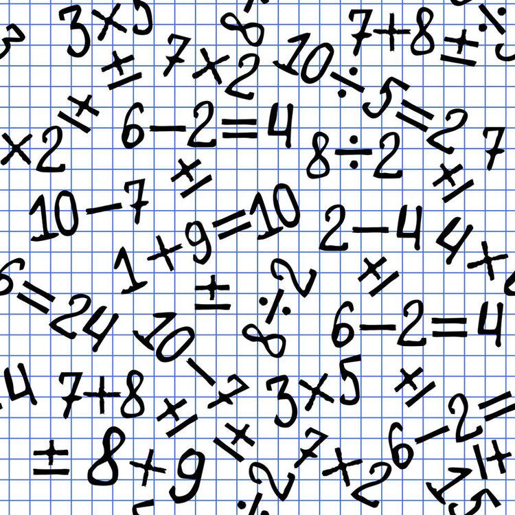 Random Math Equations On Paper Math Equations On Graph Paper Fabric - White