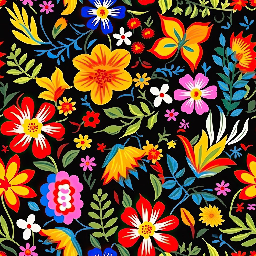 Fiesta Gradient Pattern Mexican Floral Fiesta Pattern #10 Fabric