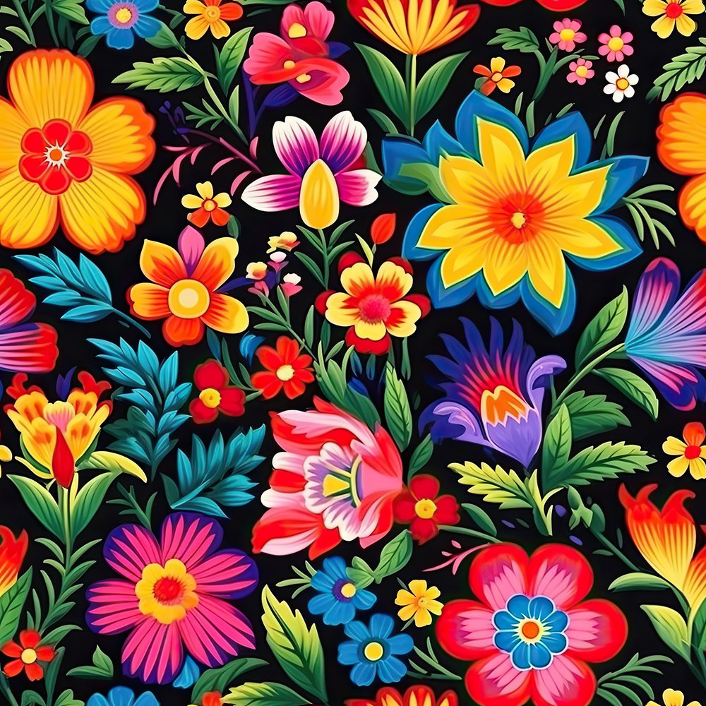 Mexican Floral Fiesta Pattern #3 Fabric