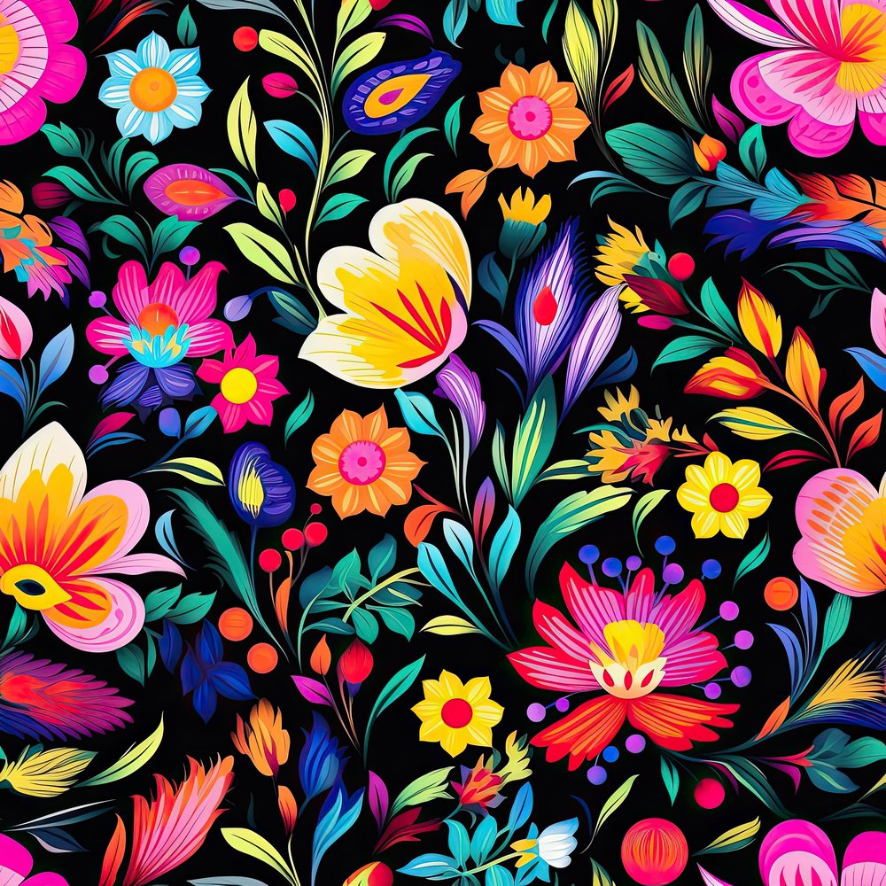 Fiesta Gradient Pattern Mexican Floral Fiesta Pattern #4 Fabric