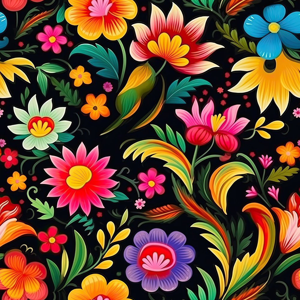 Fiesta Gradient Pattern Mexican Floral Fiesta Pattern #6 Fabric