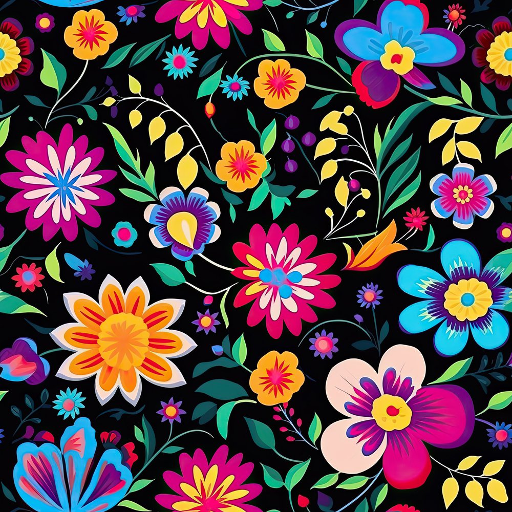 Fiesta Gradient Pattern Mexican Floral Fiesta Pattern #7 Fabric