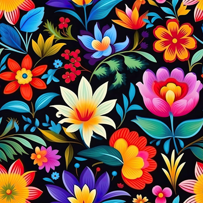 Fiesta Gradient Pattern Mexican Floral Fiesta Pattern #9 Fabric