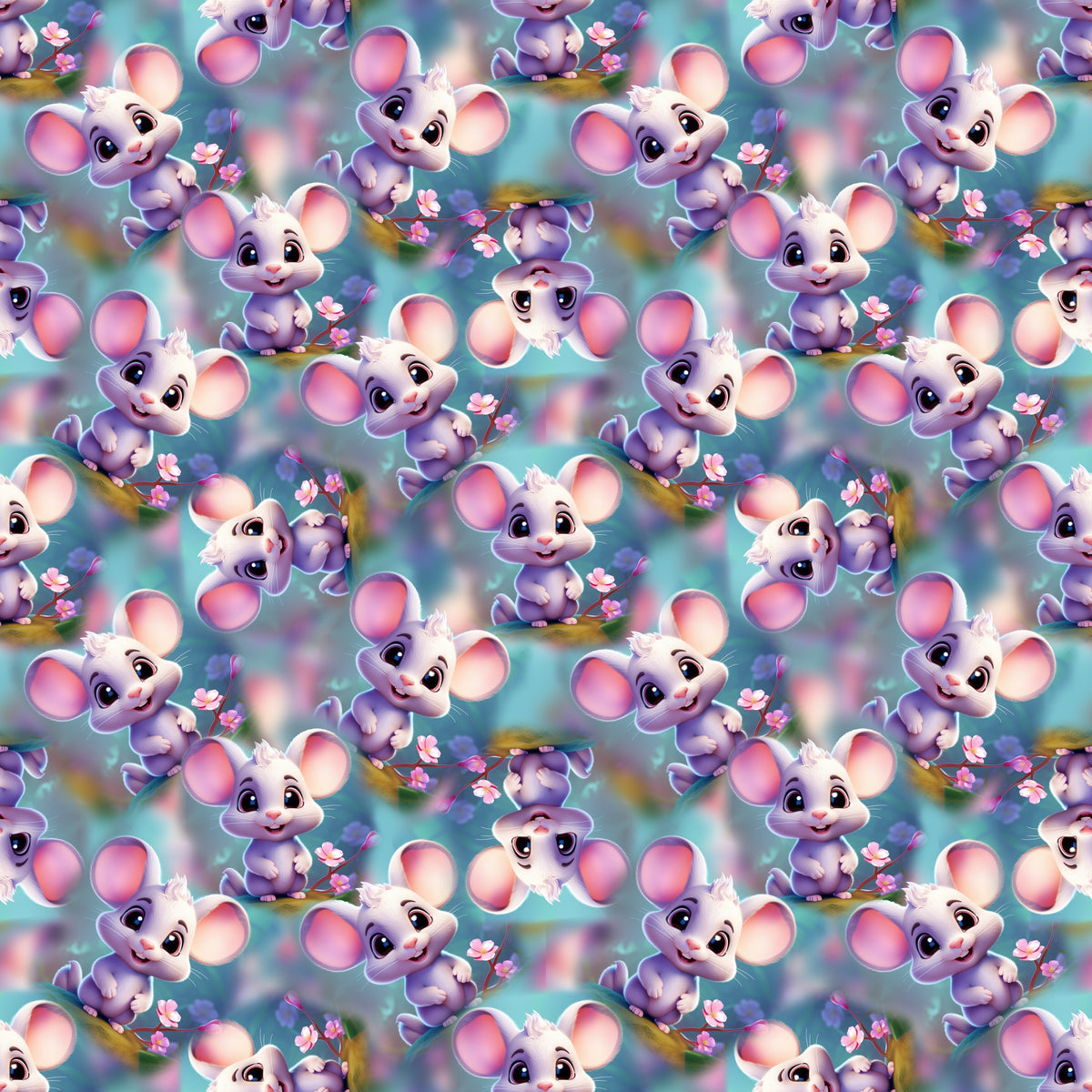 Mouse And Raspberry Fabric Mice & Floral Fabric