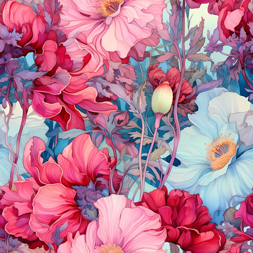 New Pattern Fabric Nouveau Floral Pattern #1 Fabric