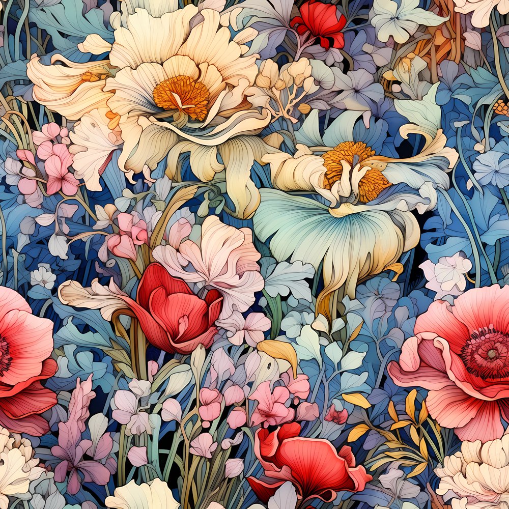 New Pattern Fabric Nouveau Floral Pattern #2 Fabric