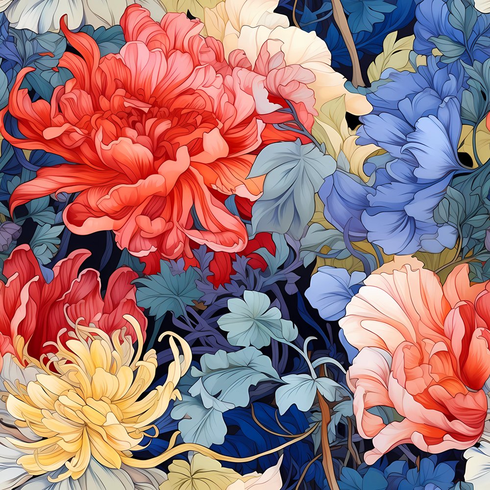New Pattern Fabric Nouveau Floral Pattern #3 Fabric