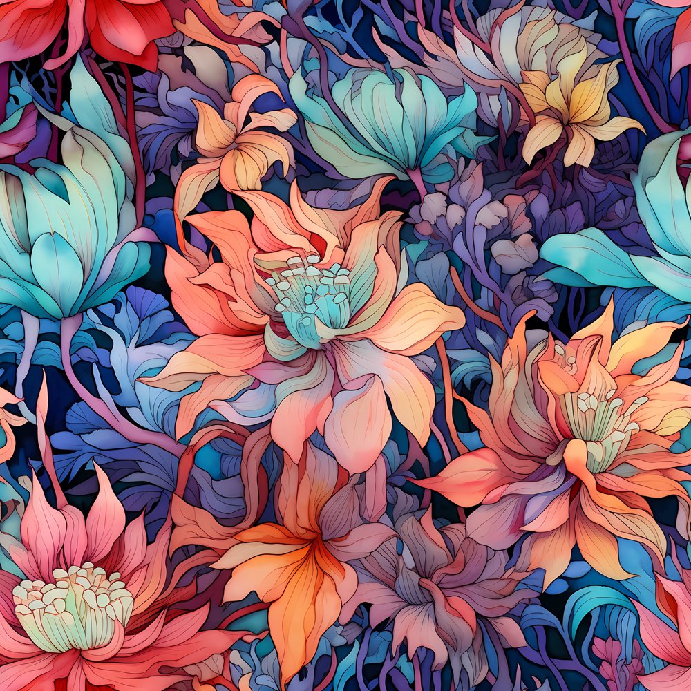 New Pattern Fabric Nouveau Floral Pattern #4 Fabric