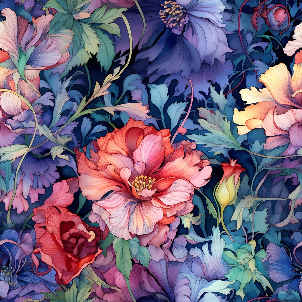 New Pattern Fabric Nouveau Floral Pattern #5 Fabric
