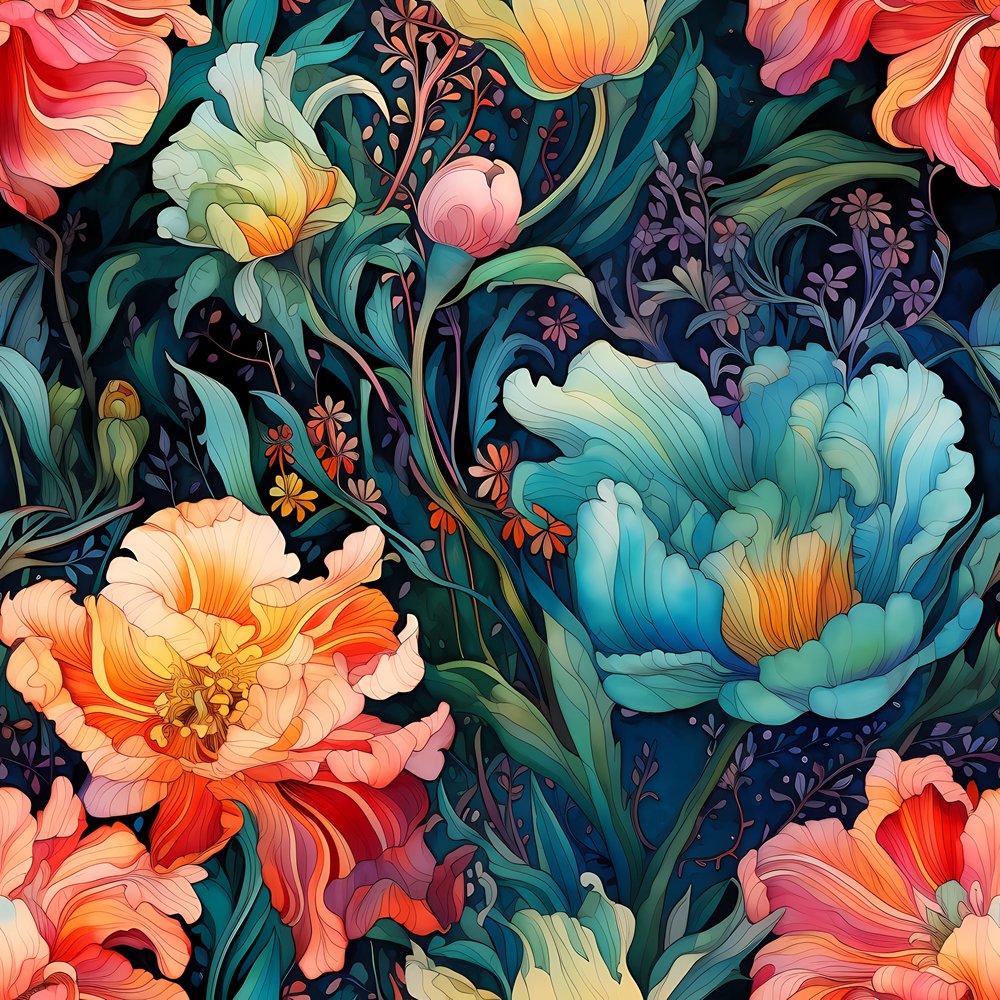 New Pattern Fabric Nouveau Floral Pattern #6 Fabric